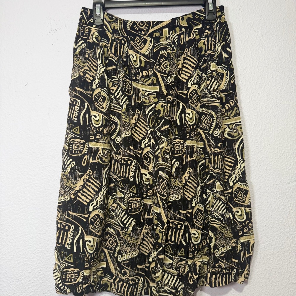 Vintage Prophecy Abstract Funky Midi Skirt Medium Black Grunge 90s Retro Punk